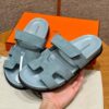 Hermes Chypre Sandals in Baby Blue, Chamois Leather - Image 4