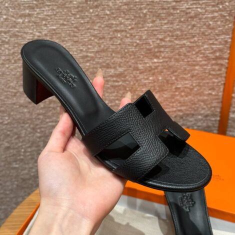 Hermes Oasis Sandals, Epsom Black