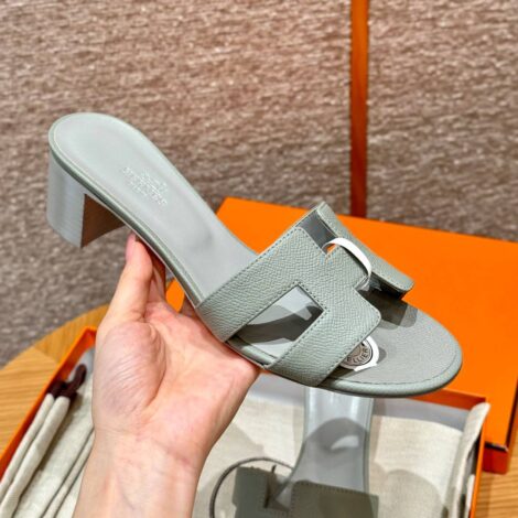 Hermes Oasis Sandals, Epsom Blue Glacier