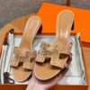 Hermes Oasis Sandal, Apricot Chamois Leather - Image 4