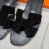 Hermes Oran Sandal in Noir, Chamois Leather - Image 4