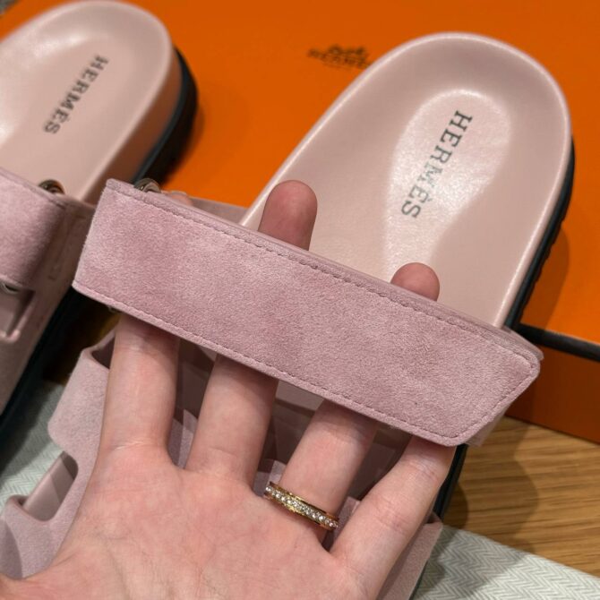 Hermes Chypre Sandals in Terre Cuite, Chamois Leather
