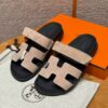 Hermes Chypre Sandals in Clay Beige, Chamois Leather