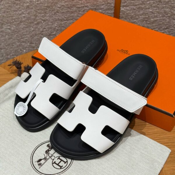 Hermes Chypre Sandals in Blanc Swift