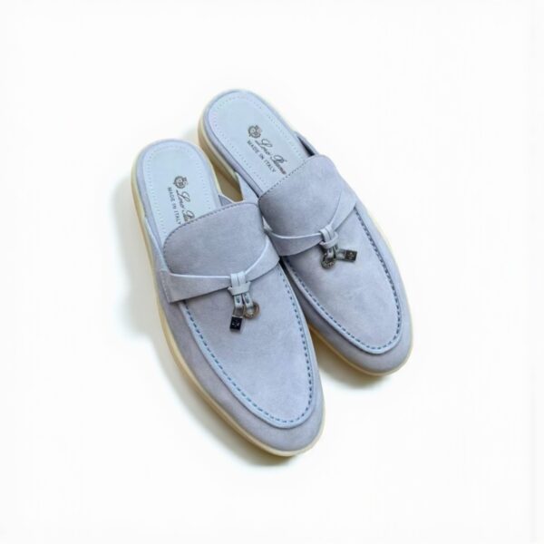 Loro Piana Babouche Charms Walk Loafers In Suede L.Blue