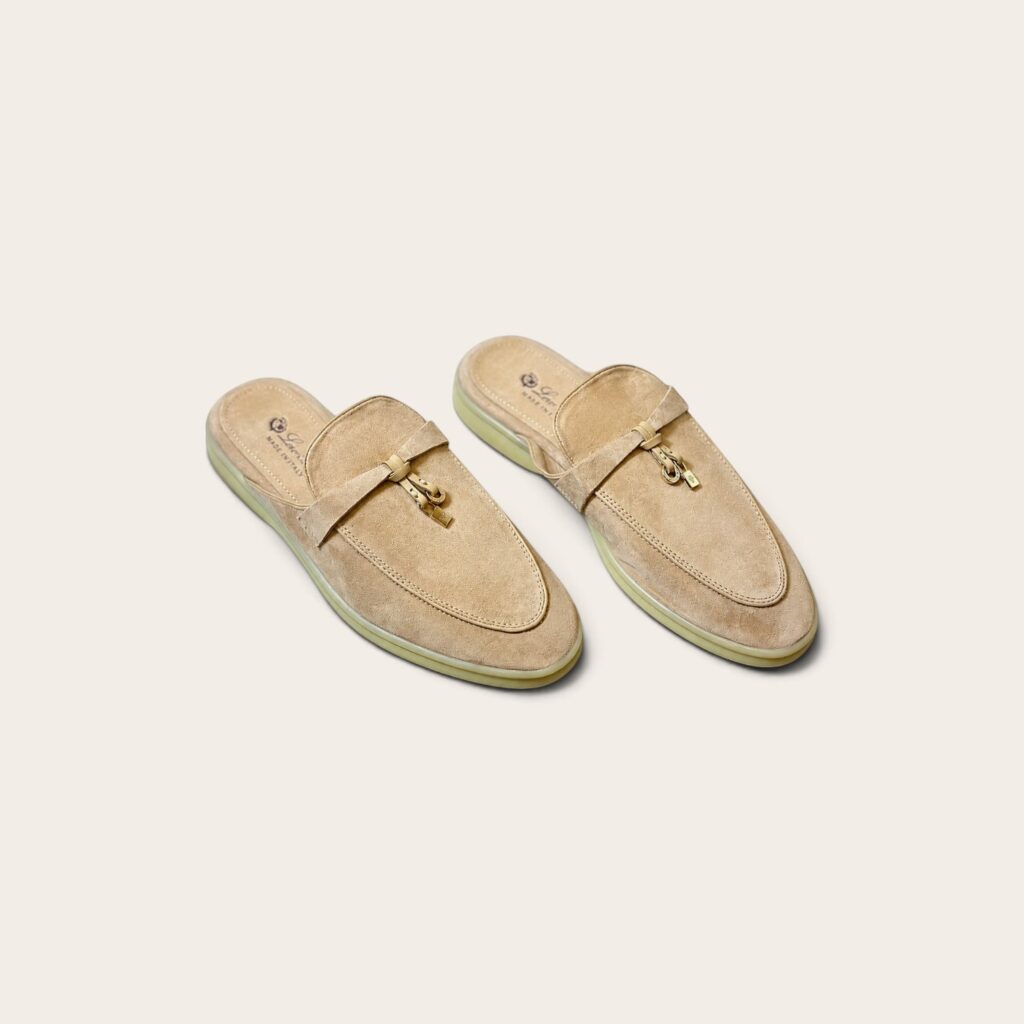 Loro Piana Babouche Charms Walk Loafers In Suede - D. Beige