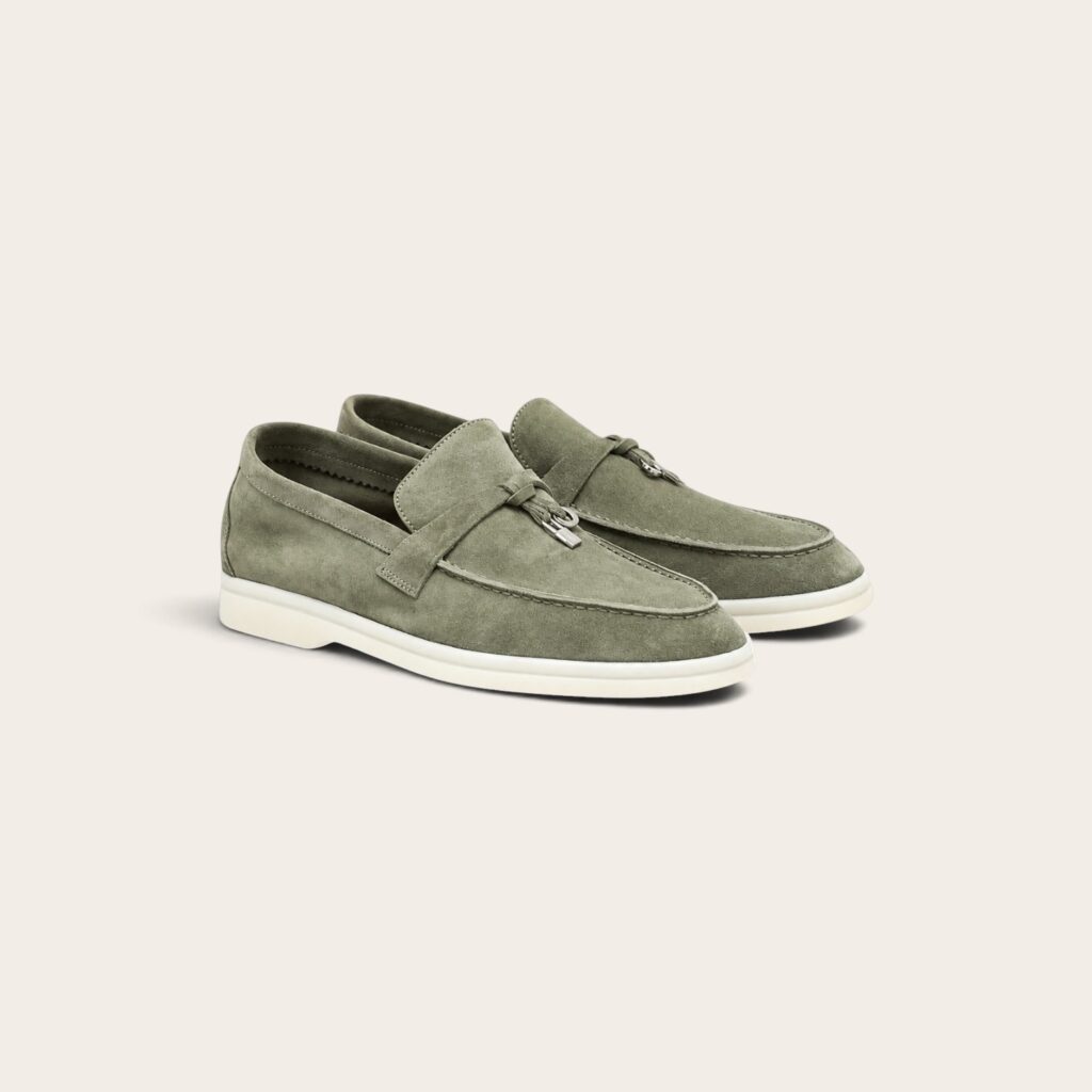 Loro Piana Summer Charms Walk Loafer Suede - Military Green