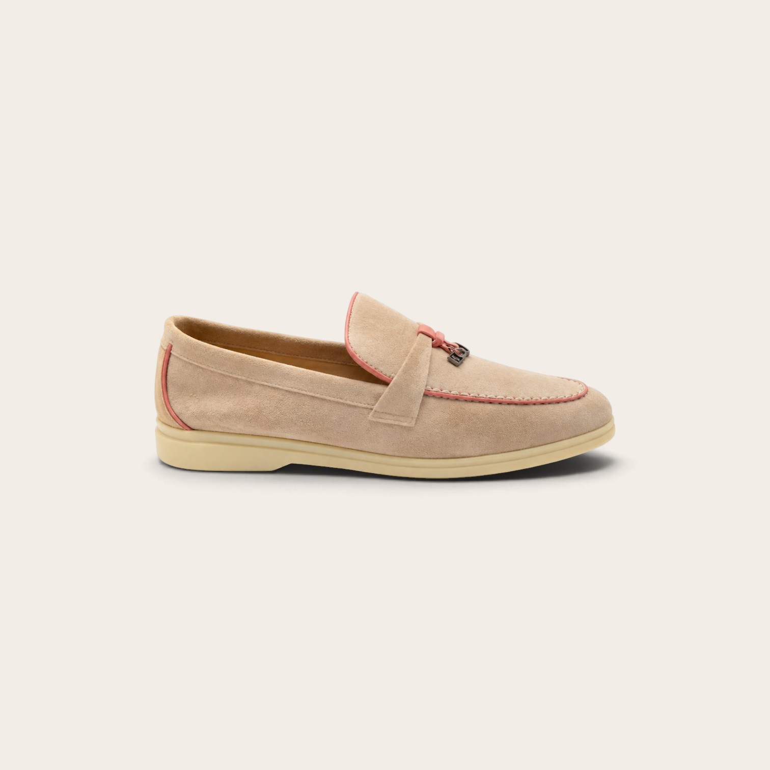 Loro Piana Summer Charms Walk Loafer Suede - Sand Stone and Pink - Image 2