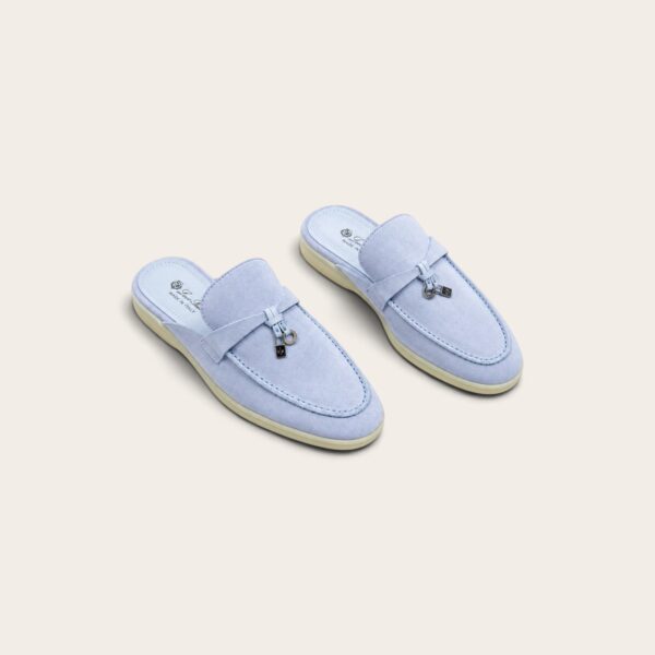 Loro Piana Babouche Charms Walk Loafers In Suede L.Blue