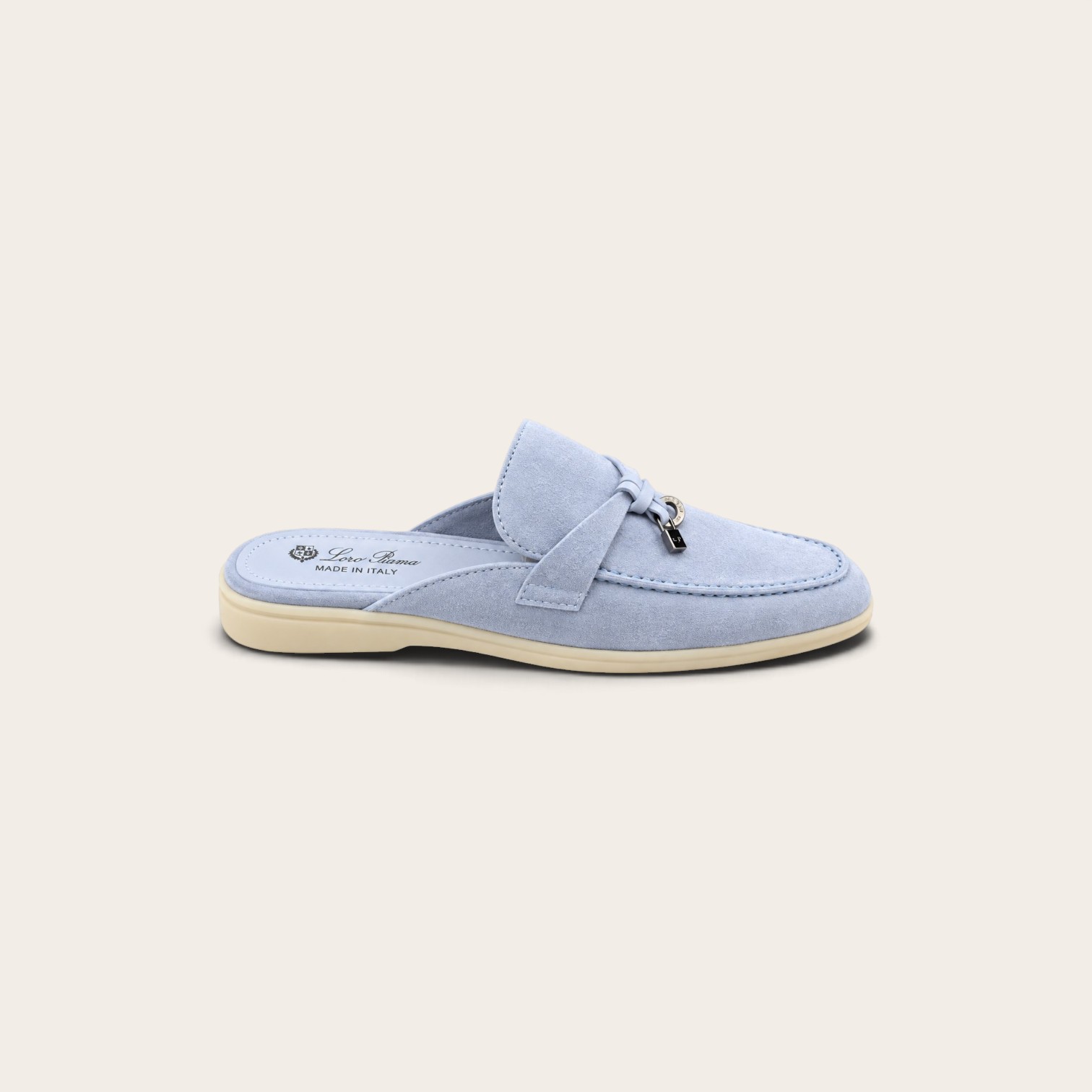 Loro Piana Babouche Charms Walk Loafers In Suede L.Blue - Image 3
