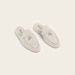 Loro Piana Babouche Charms Walk Loafers In Suede Pearl Grey