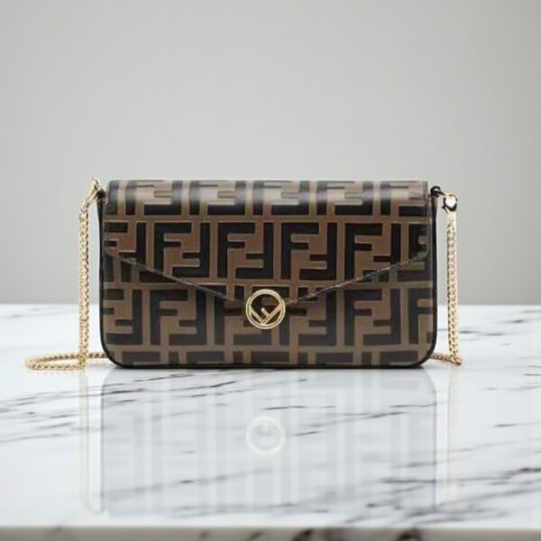 Fendi Bi-Color FF Embossed Envelope Wallet On Chain