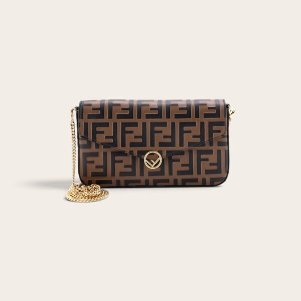 Fendi Bi-Color FF Embossed Envelope Wallet On Chain