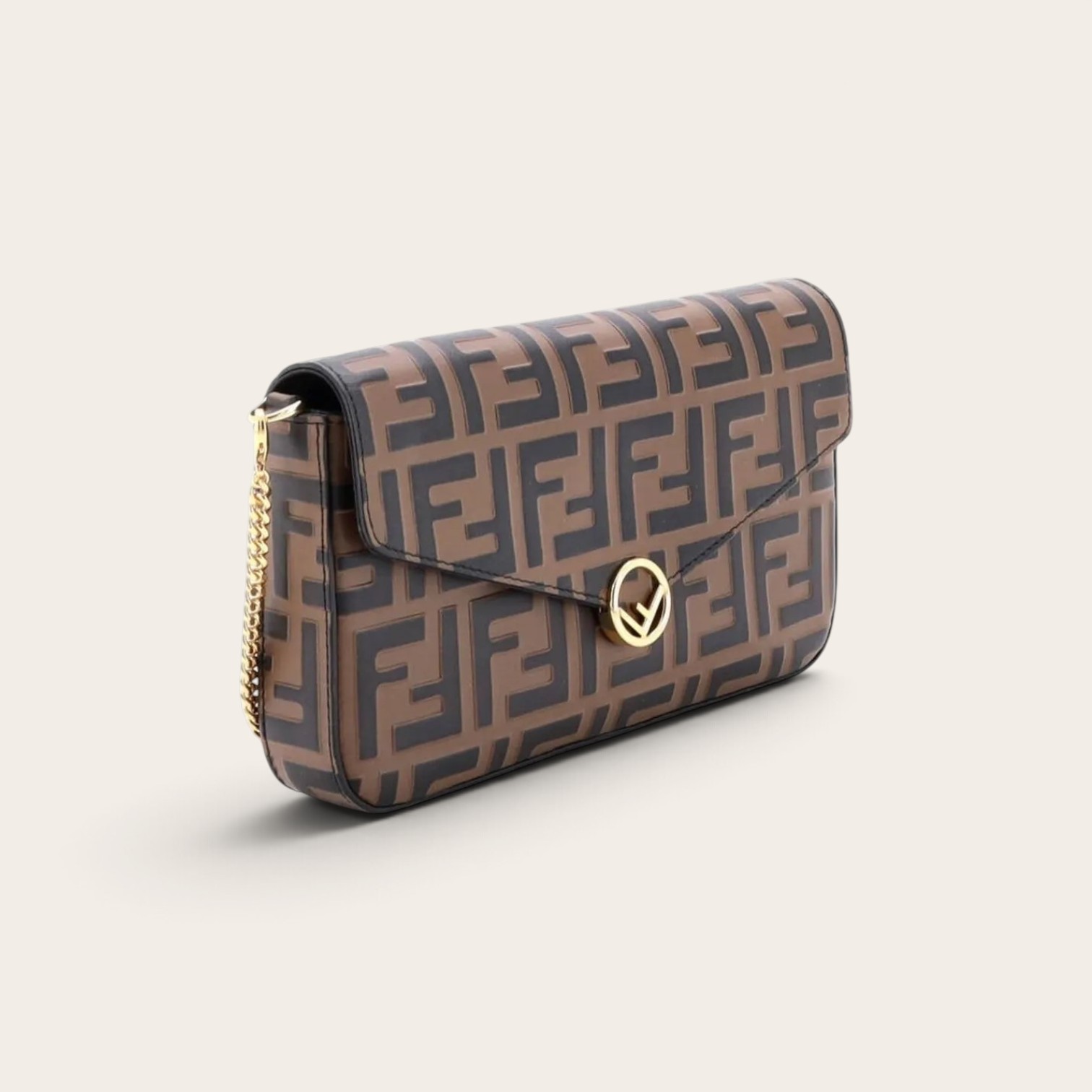 Fendi Bi-Color FF Embossed Envelope Wallet On Chain - Image 3