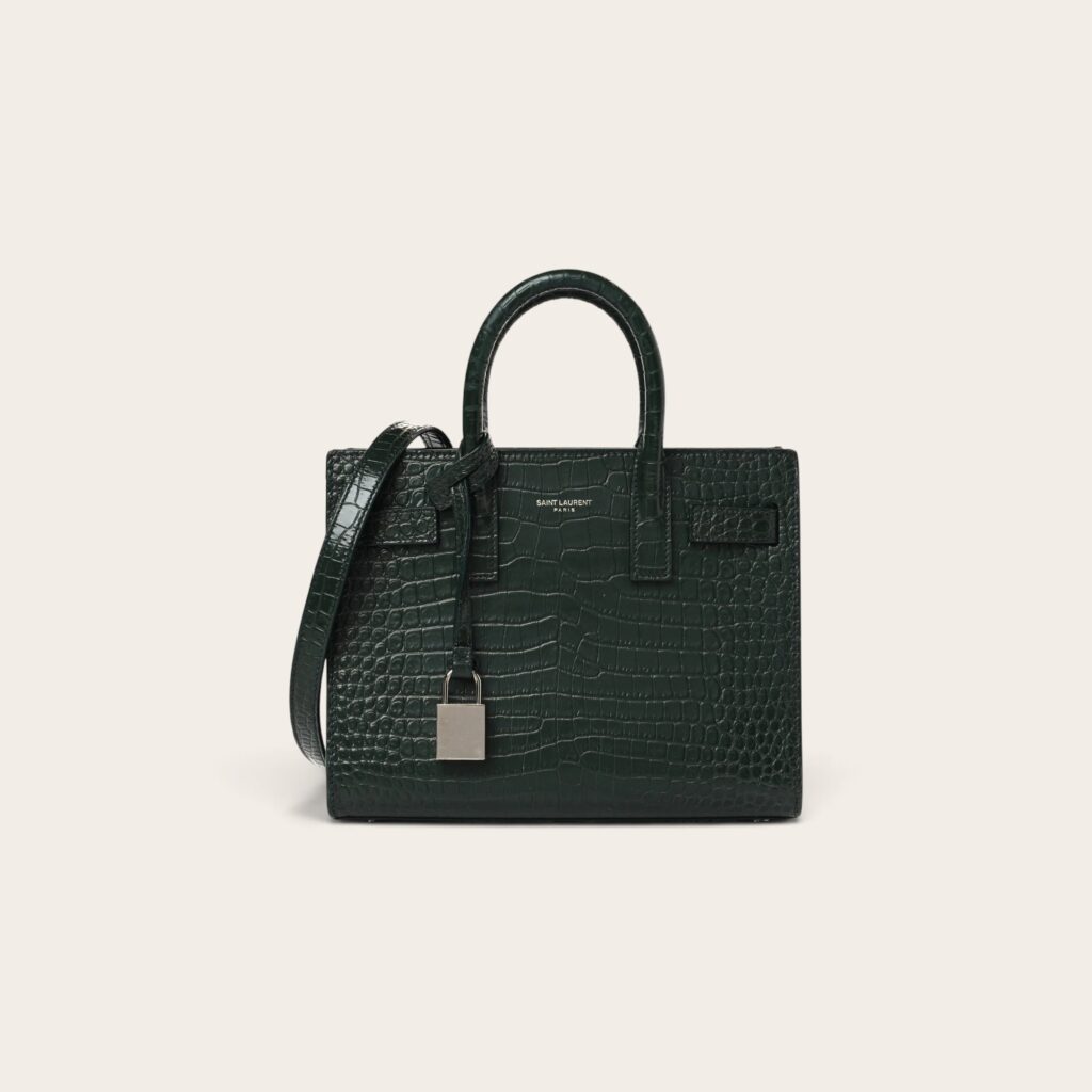 YSL Sac De Jour in Crocodile-Embossed Leather - Nano