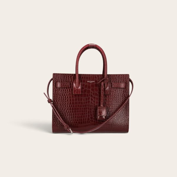 YSL Sac De Jour in Crocodile-Embossed Leather - Nano