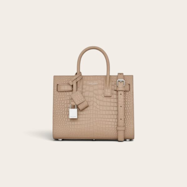 YSL Sac De Jour in Crocodile-Embossed Leather - Nano