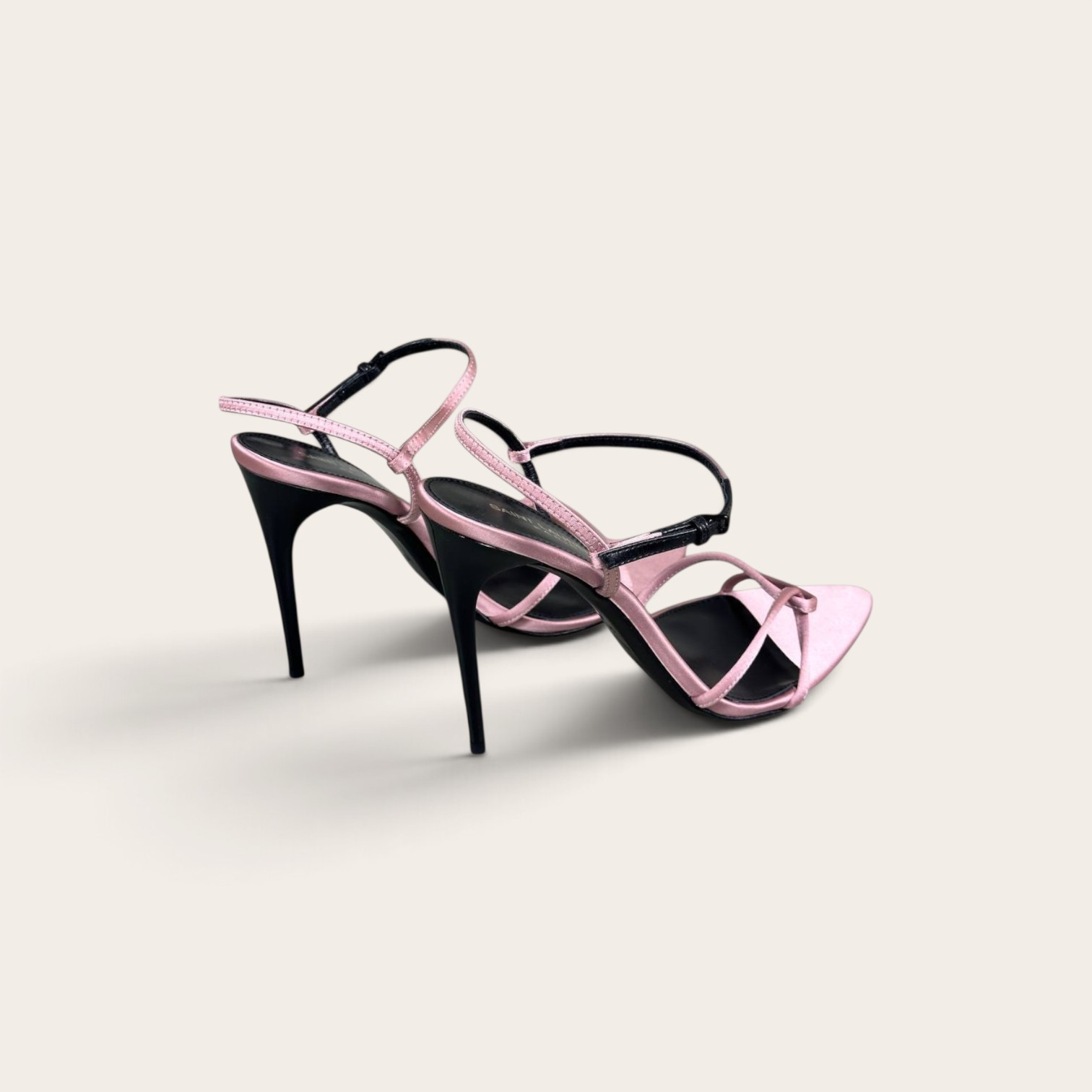 YSL Silk Satin Pointed Heels Sandals - Image 3