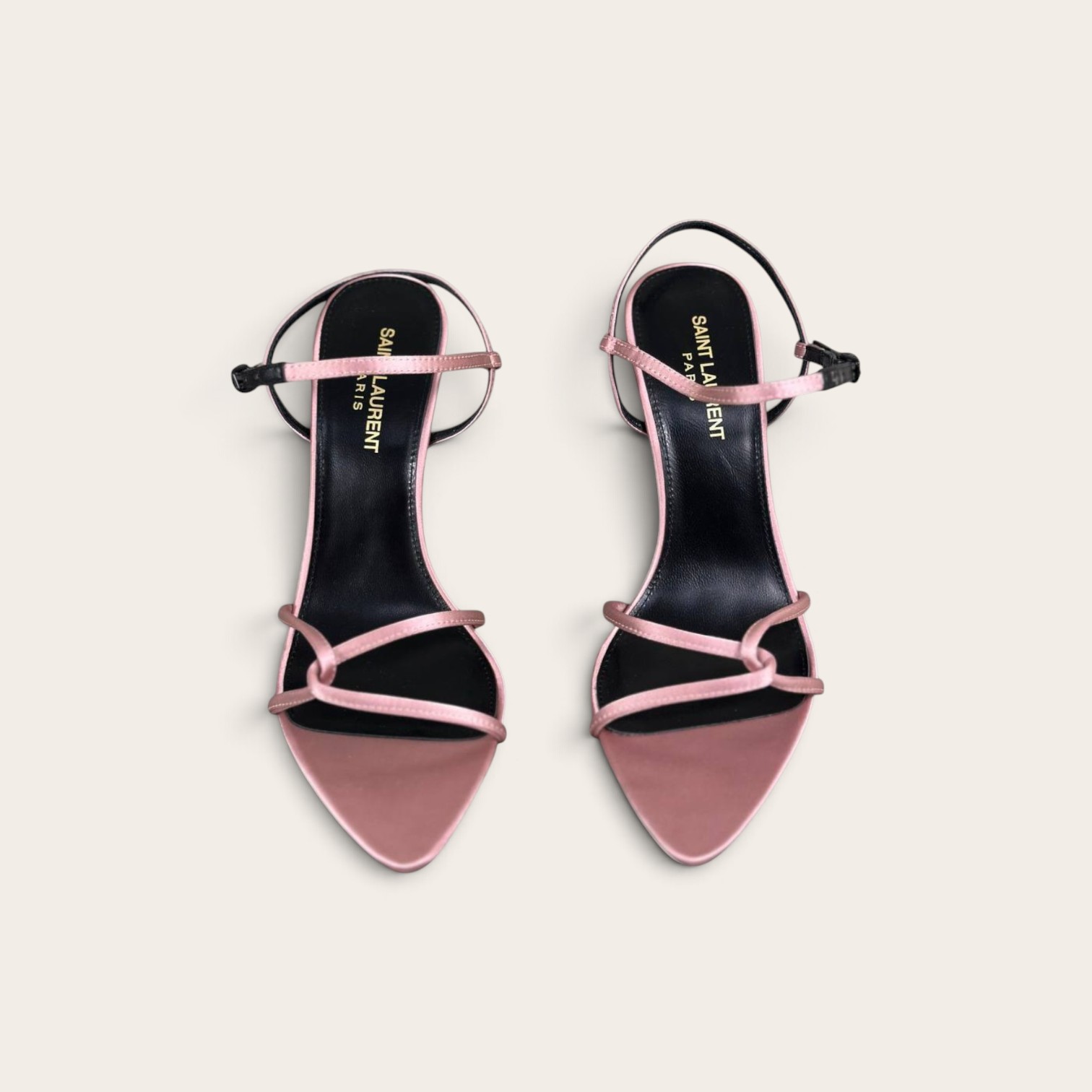 YSL Silk Satin Pointed Heels Sandals - Image 4