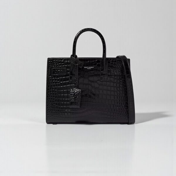 YSL Sac De Jour in Crocodile-Embossed Leather - Nano