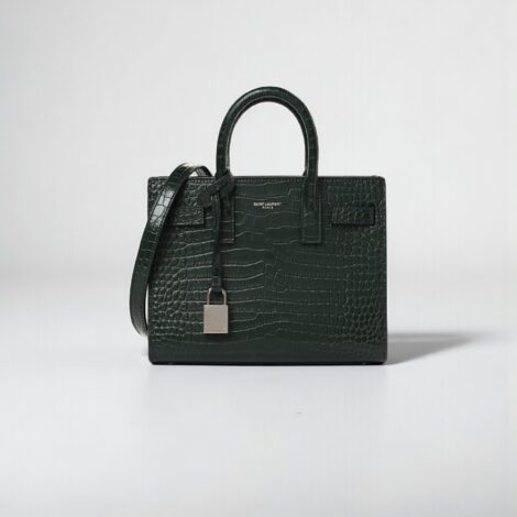 YSL Sac De Jour in Crocodile-Embossed Leather - Nano