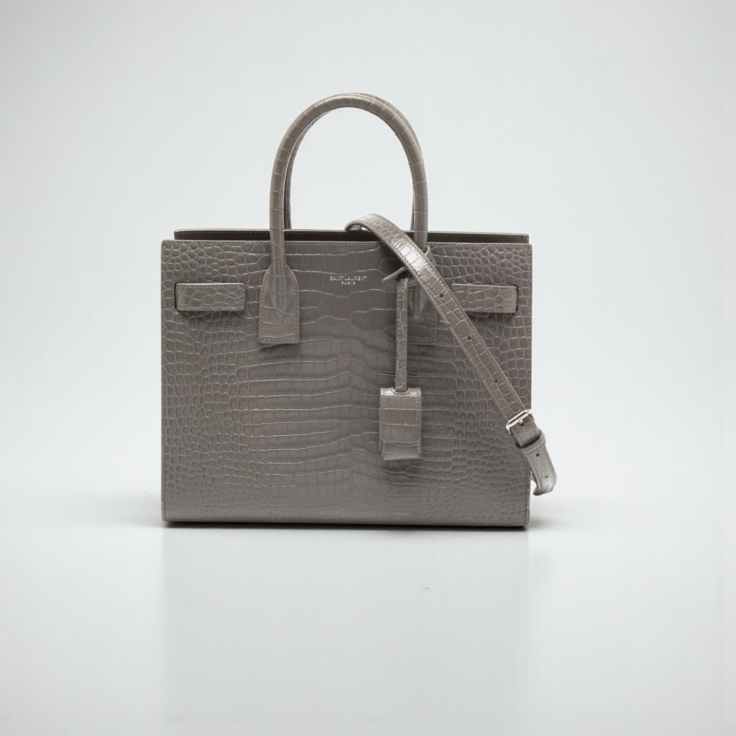 YSL Sac De Jour in Crocodile-Embossed Leather - Nano
