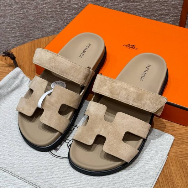 Hermes Chypre Sandals in Chamois Leather