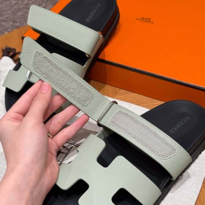 Hermes Chypre Sandals in Sea Foam Green - Epsom