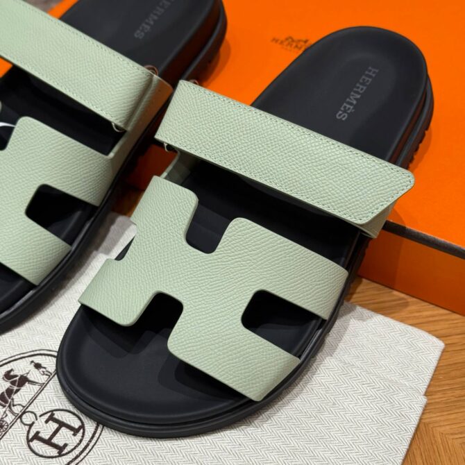 Hermes Chypre Sandals in Sea Foam Green - Epsom