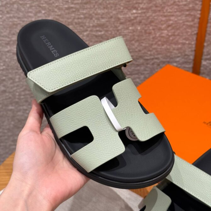 Hermes Chypre Sandals in Sea Foam Green - Epsom