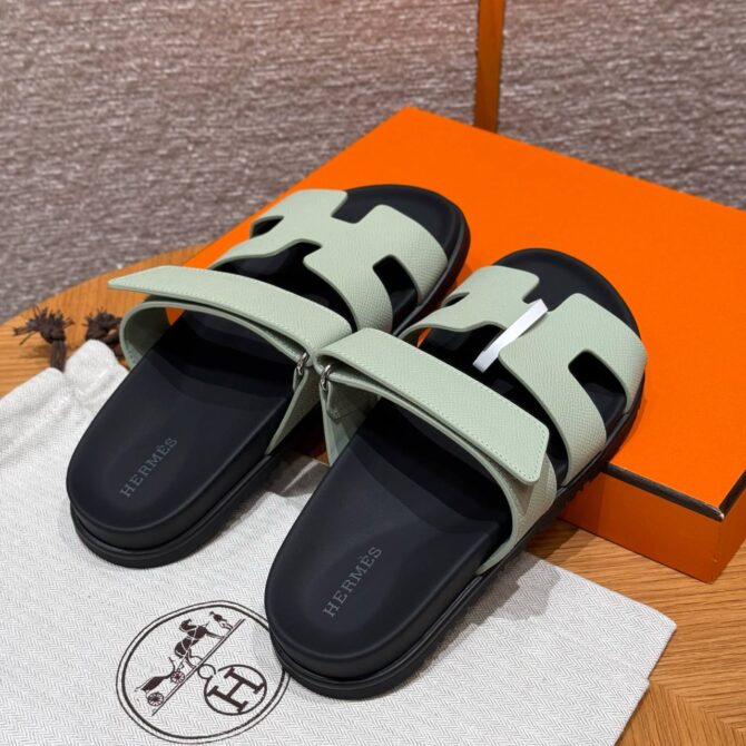 Hermes Chypre Sandals in Sea Foam Green - Epsom
