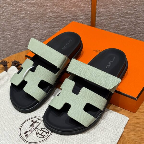 Hermes Chypre Sandals in Sea Foam Green - Epsom