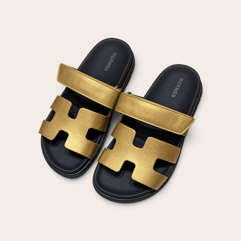 Hermes Chypre Sandals, Dore