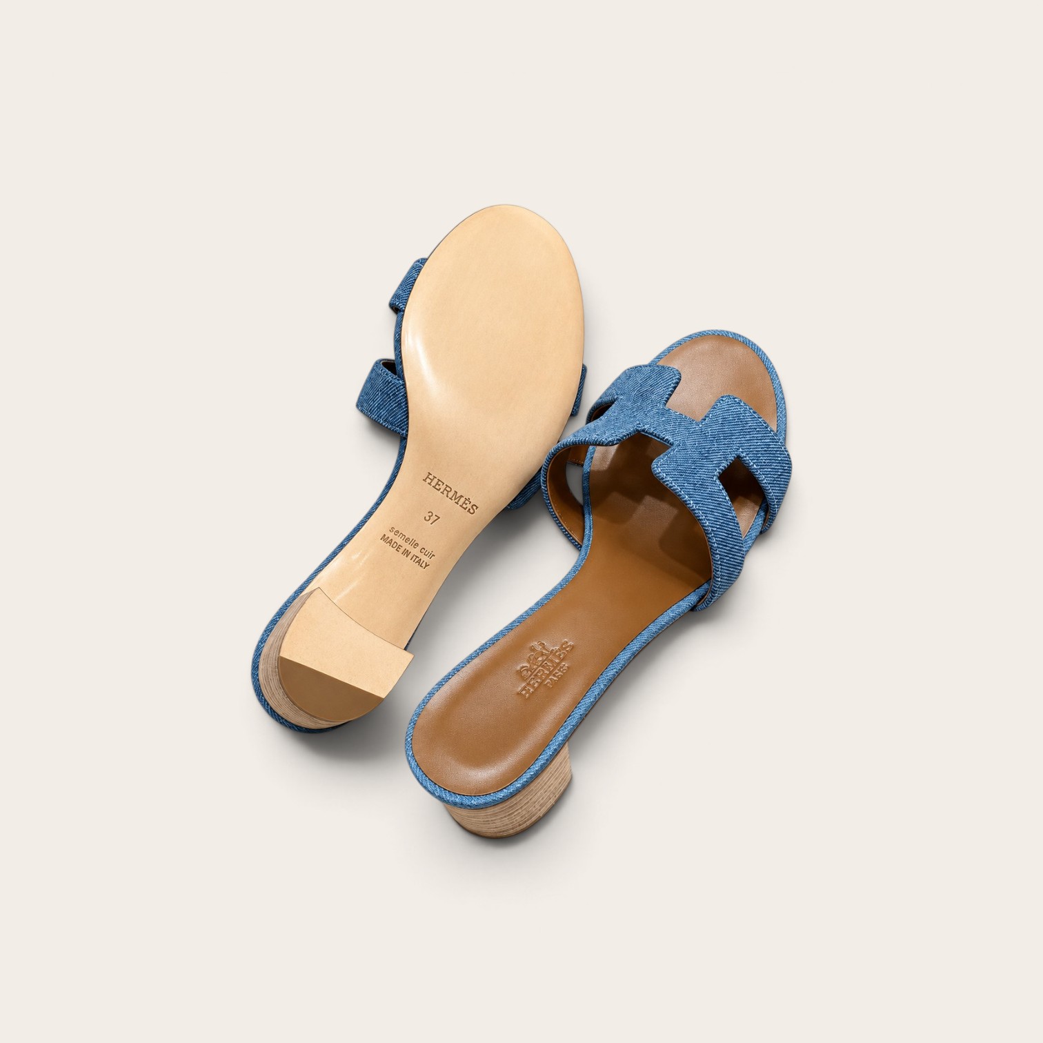 Hermes Oasis Sandal, Blue Denim - Image 2
