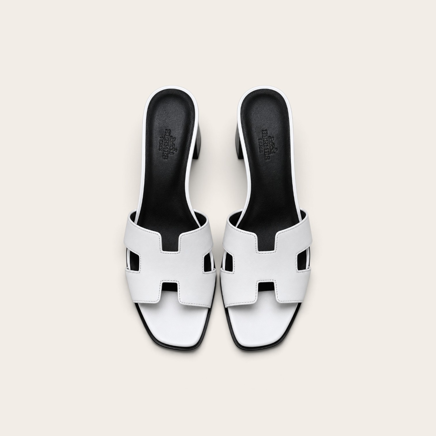 Hermes Helia Sandals, Blanc - Image 3