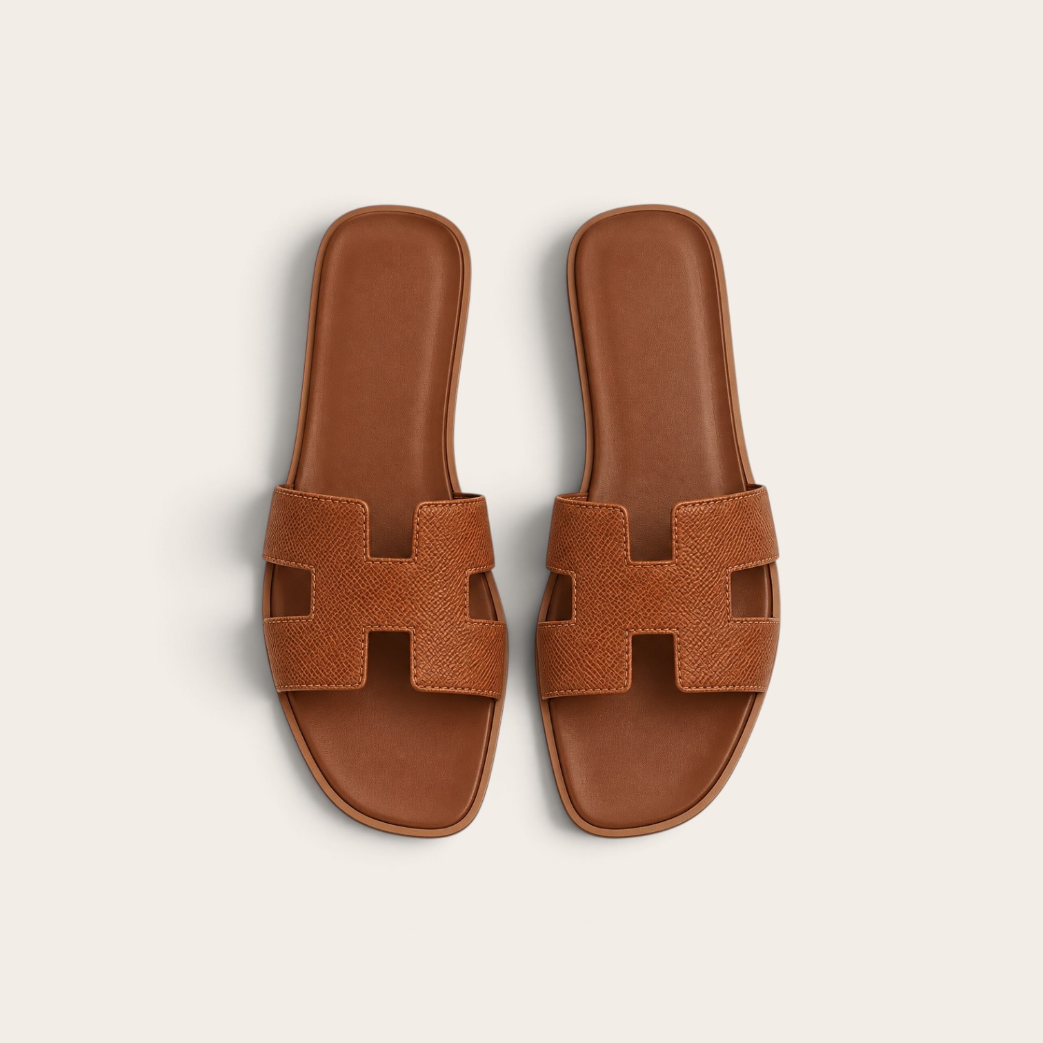 Hermes Oran Epsom Sandal, Rouge/Gold - Image 4
