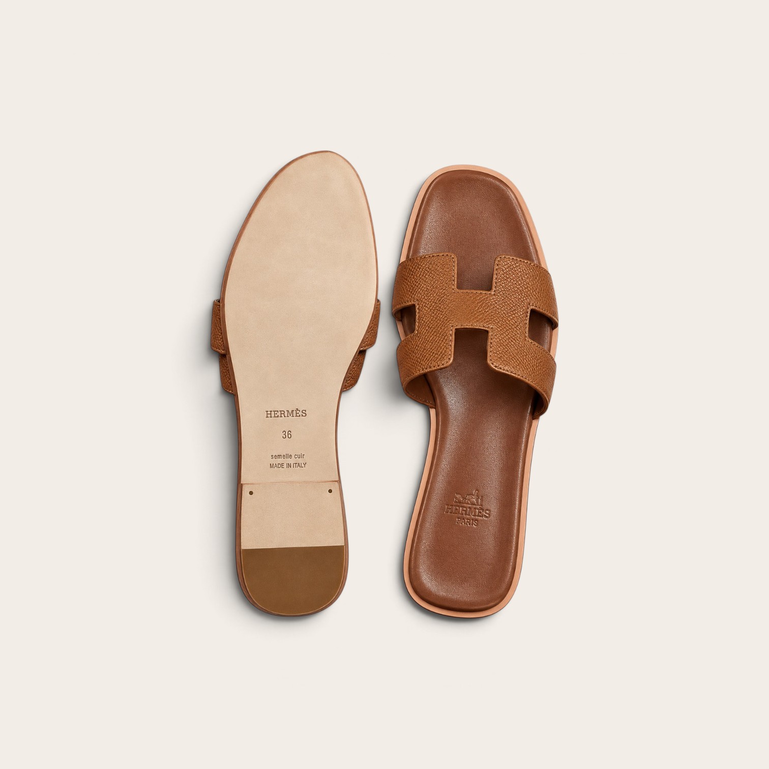 Hermes Oran Epsom Sandal, Rouge/Gold - Image 5