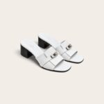 Hermes Gigi 50 Sandals in Blanc, Silver Hardware
