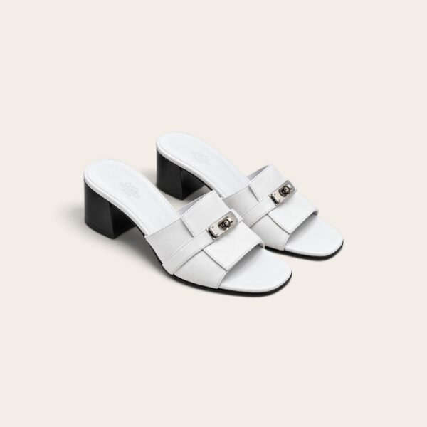 Hermes Gigi 50 Sandals in Blanc, Silver Hardware
