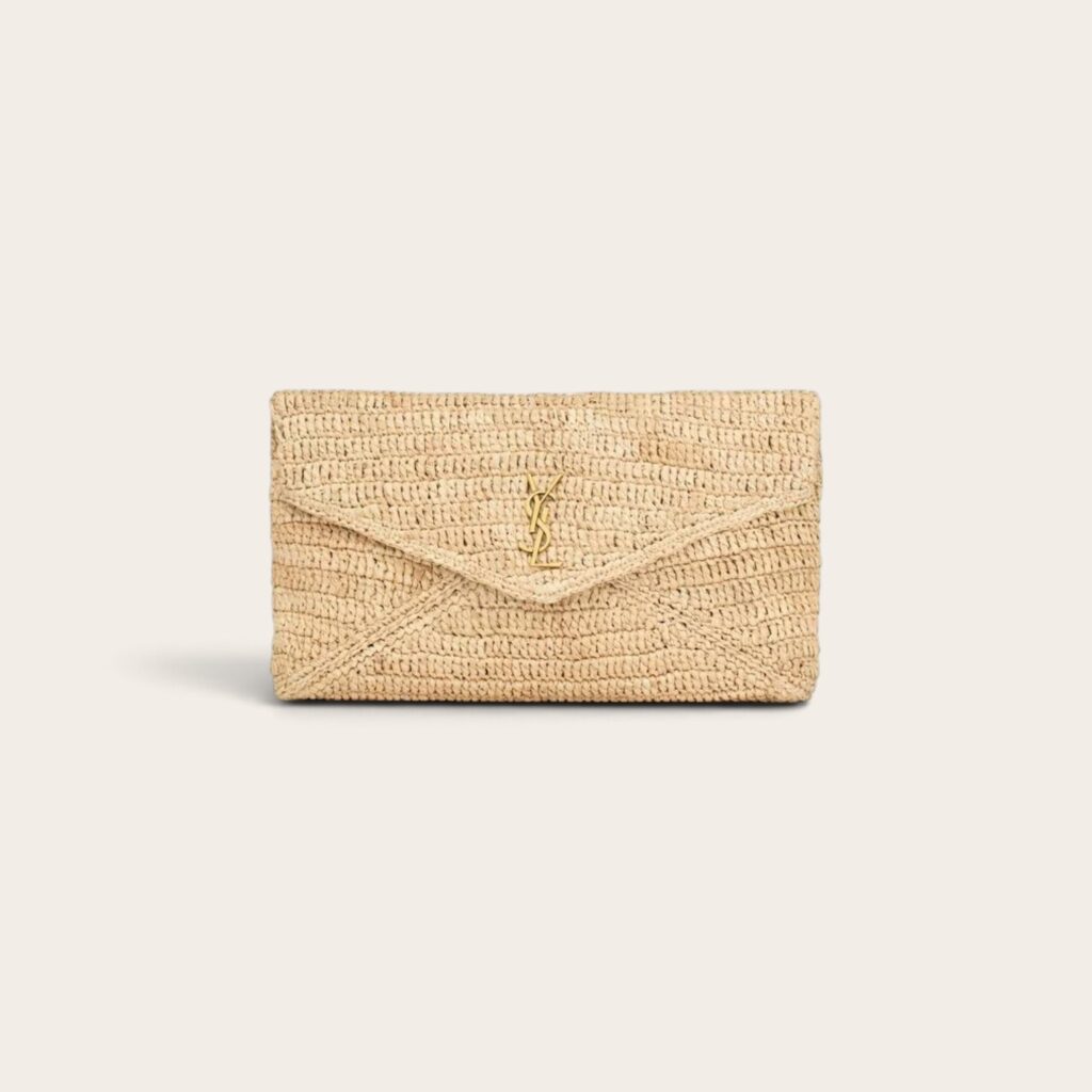 YSL Raffia Cassandre Envelope Pouch