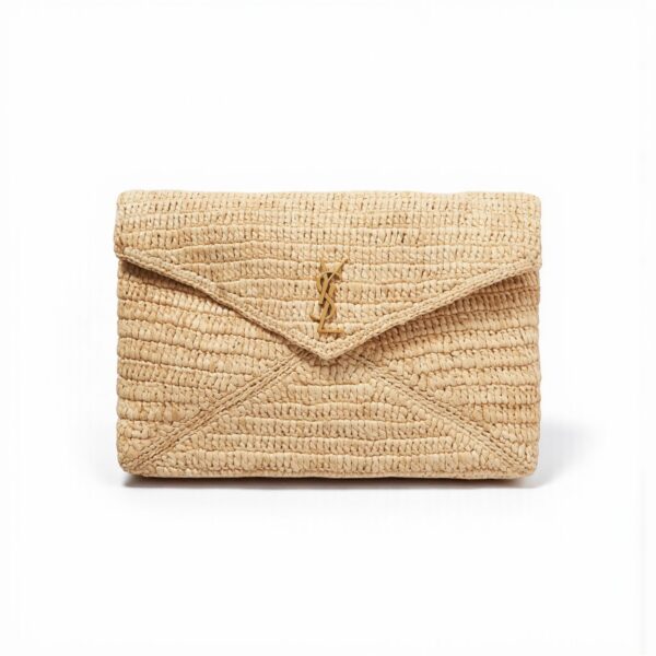YSL Raffia Cassandre Envelope Pouch