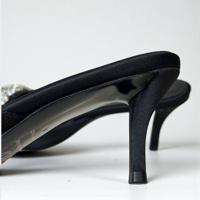 Roger Vivier Efflorescence Mules in Satin Black
