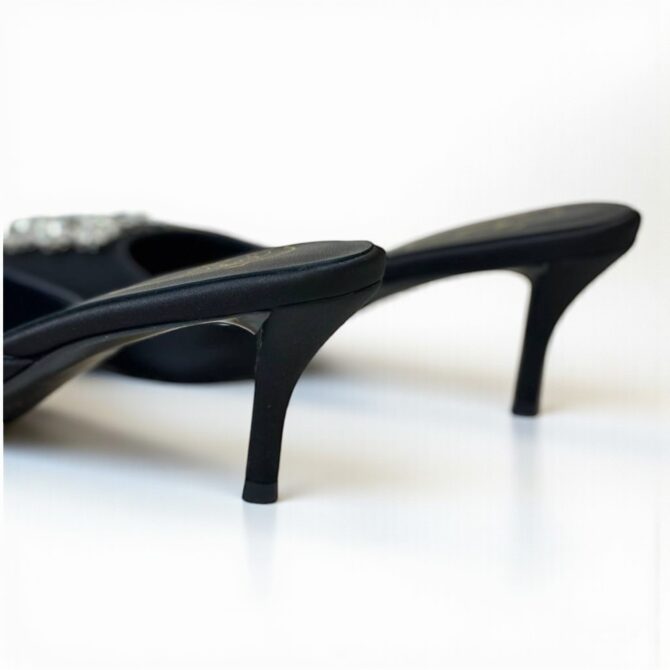 Roger Vivier Efflorescence Mules in Satin Black