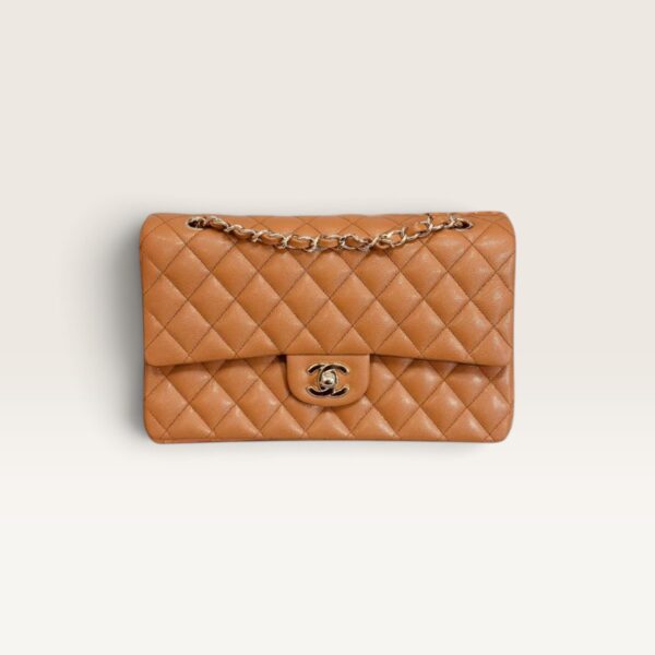Chanel Medium Classic Double Flap Bag - Light Brown
