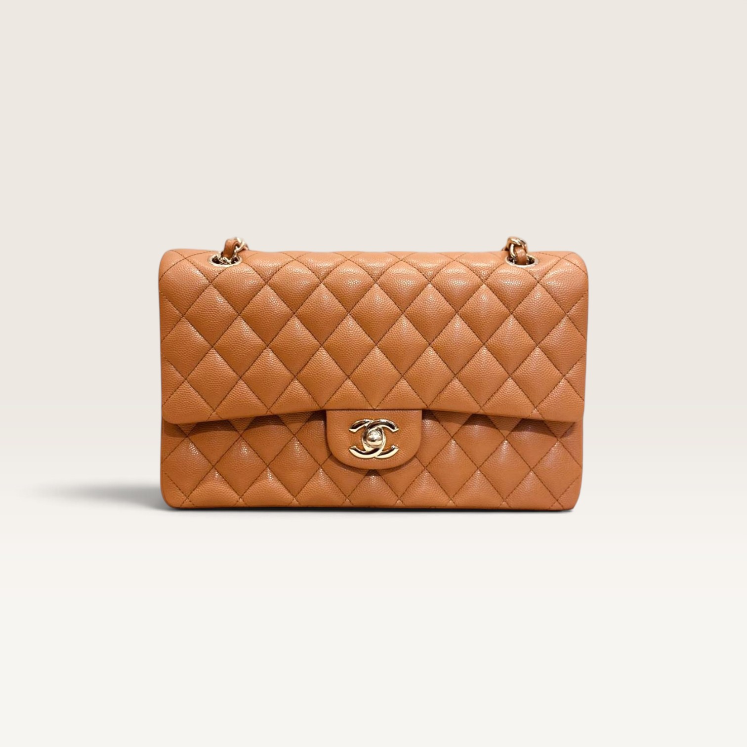 Chanel Medium Classic Double Flap Bag - Light Brown - Image 2