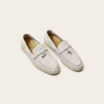Loro Piana Summer Charms Walk Loafer Suede – Pearl White