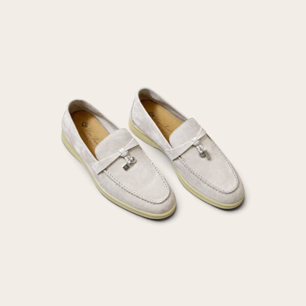Loro Piana Summer Charms Walk Loafer Suede – Pearl White