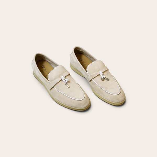 Loro Piana Summer Charms Walk Loafer Suede – Beige/White