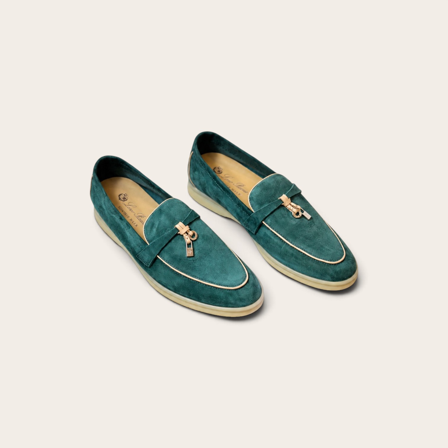 Loro Piana Summer Charms Walk Loafer Suede – Blackish Green/Apricot