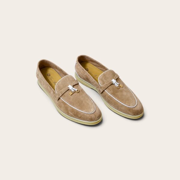 Loro Piana Summer Charms Walk Loafer Suede – Milk Apricot/White